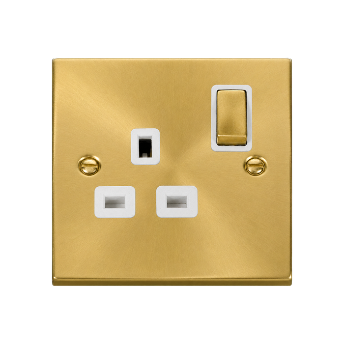 Click Deco Satin Brass 13A Single Socket VPSB535WH