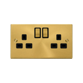 Click Deco Satin Brass 13A Double Socket VPSB536BK