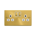 Click Deco Satin Brass 13A Double Socket VPSB536WH