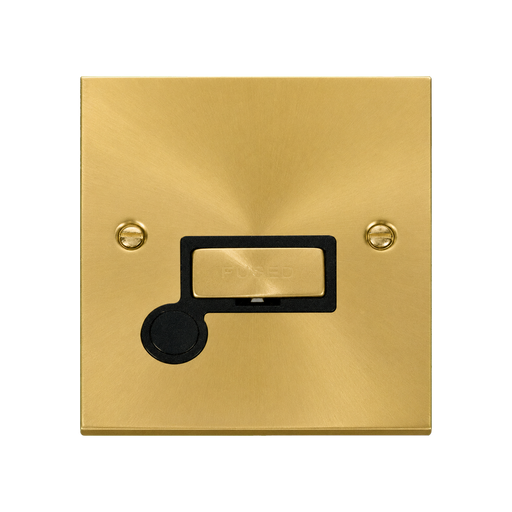 Front view of Click Deco Satin Brass 13A Unswitched Spur with Flex
