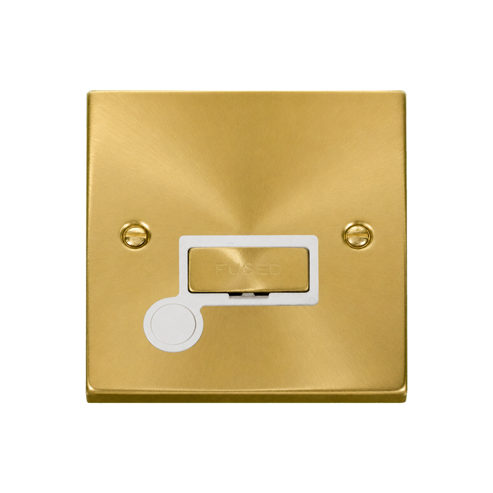 Click Deco Satin Brass 13A Unswitched Spur with Flex VPSB550WH