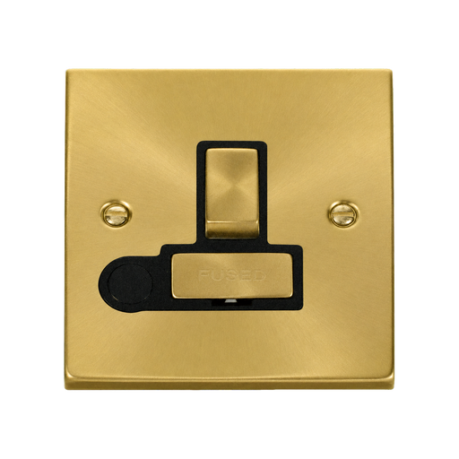 Front view of Click Deco Satin Brass 13A Switched Spur with Flex