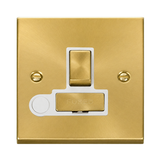 Click Deco Satin Brass 13A Switched Spur with Flex VPSB551WH