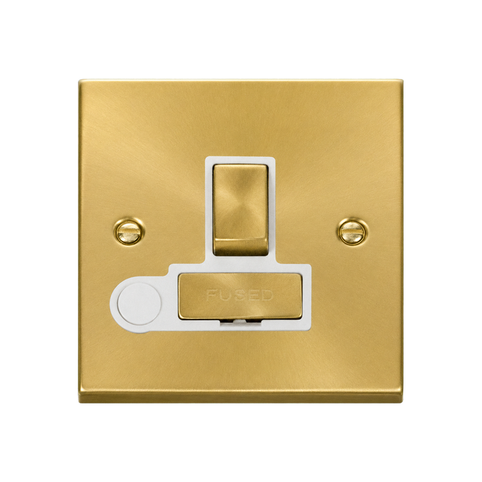 Click Deco Satin Brass 13A Switched Spur with Flex VPSB551WH