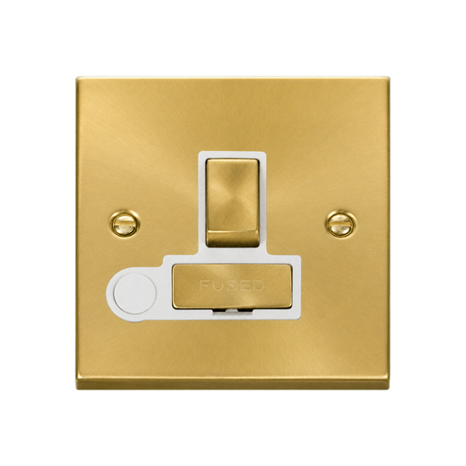Front view of Click Deco Satin Brass 13A Switched Spur with Flex