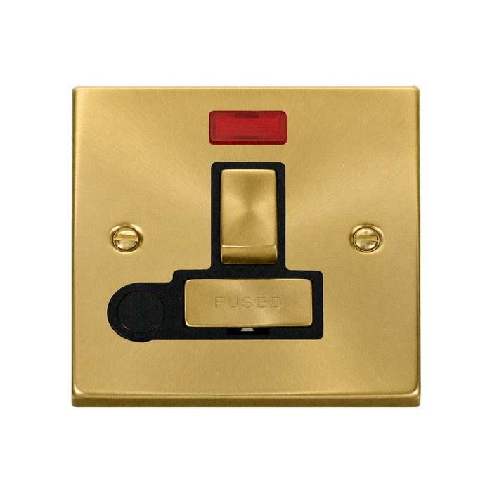 Click Deco Satin Brass 13A Switched Spur with Flex and Neon VPSB552BK