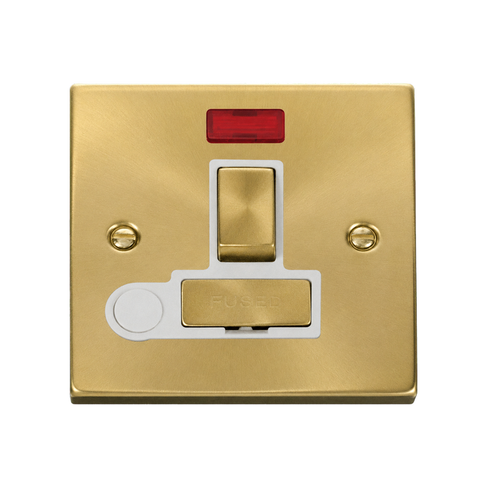Click Deco Satin Brass 13A Switched Spur with Flex and Neon VPSB552WH