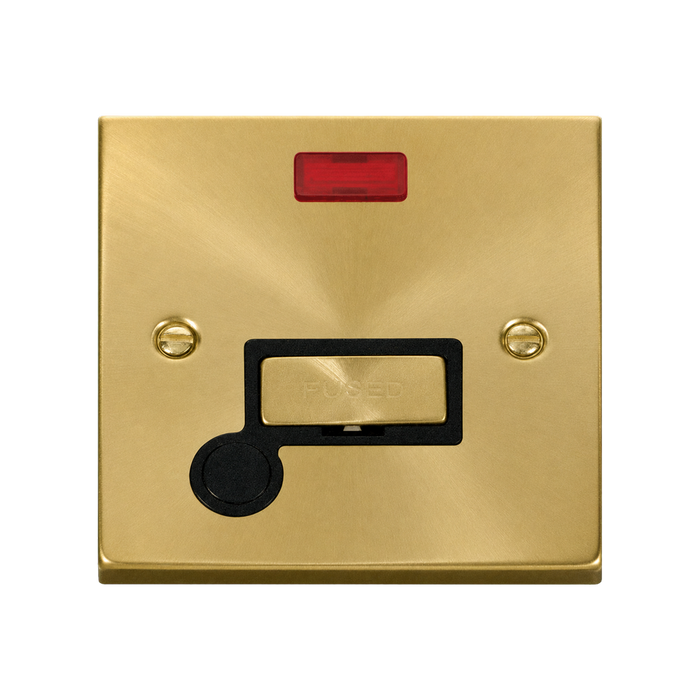 Click Deco Satin Brass 13A Fused Connection Unit with Neon and Flex VPSB553BK