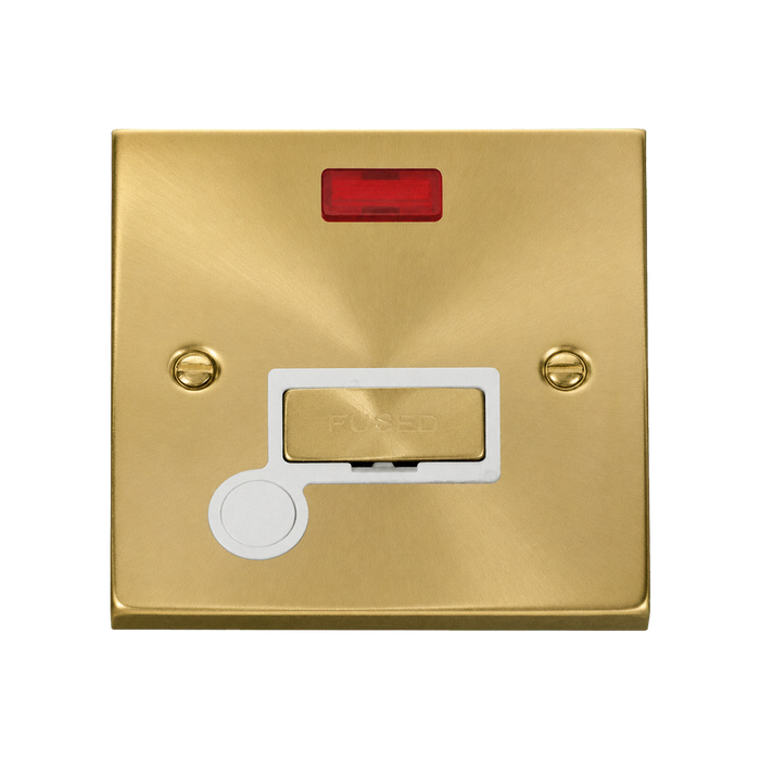 Click Deco Satin Brass 13A Fused Connection Unit with Neon and Flex VPSB553WH