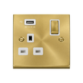 Click Deco Satin Brass 13A Single USB Socket VPSB571UWH