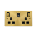 Click Deco Satin Brass 13A Double A+C USB Socket VPSB586BK