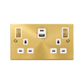 Click Deco Satin Brass 13A Double A+C USB Socket VPSB586WH