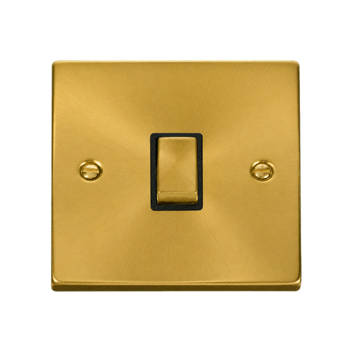 Front view of Click Deco Satin Brass 20A Double Pole Switch