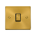 Front view of Click Deco Satin Brass 20A Double Pole Switch