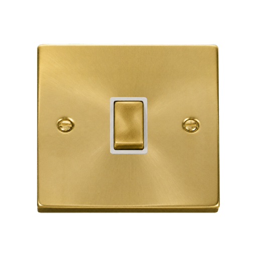 Front view of Click Deco Satin Brass 20A Double Pole Switch