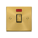 Front view of Click Deco Satin Brass 20A Double Pole Switch with Neon