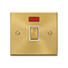 Front view of Click Deco Satin Brass 20A Double Pole Switch with Neon