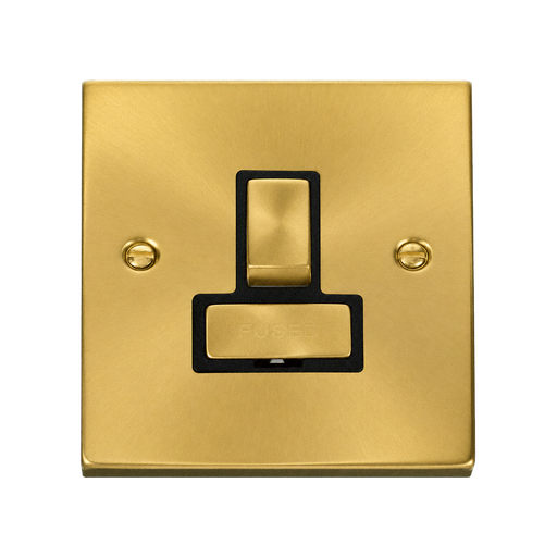 Front view of Click Deco Satin Brass 13A Switched Spur