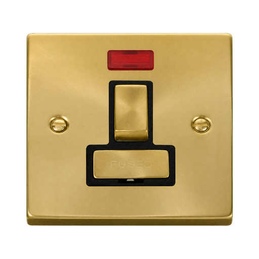 Click Deco Satin Brass 13A Switched Spur with Neon VPSB752BK