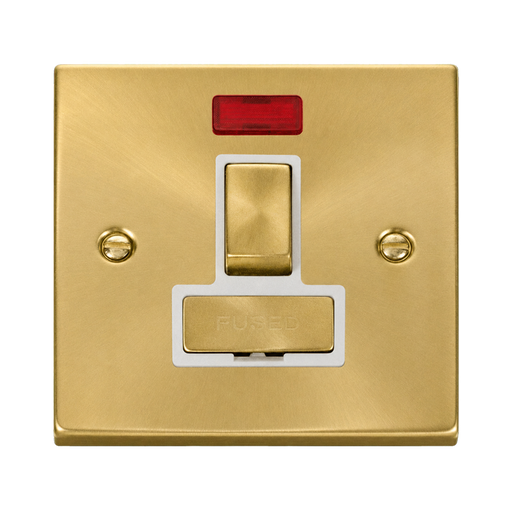 Click Deco Satin Brass 13A Switched Spur with Neon VPSB752WH