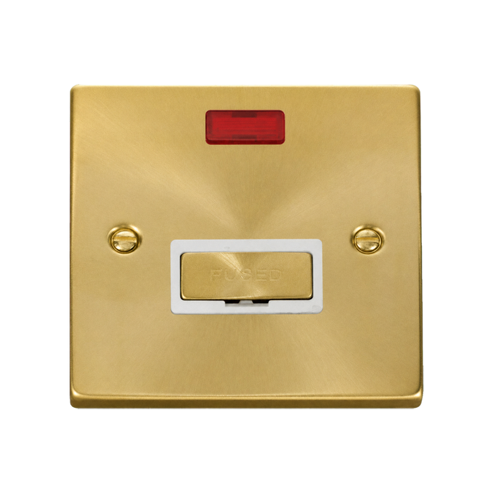 Click Deco Satin Brass 13A Unswitched Spur with Neon VPSB753WH