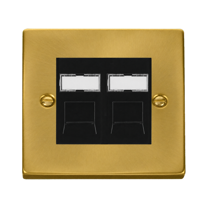Click Deco Satin Brass Double Cat5e Data Socket VPSBRJ452BK