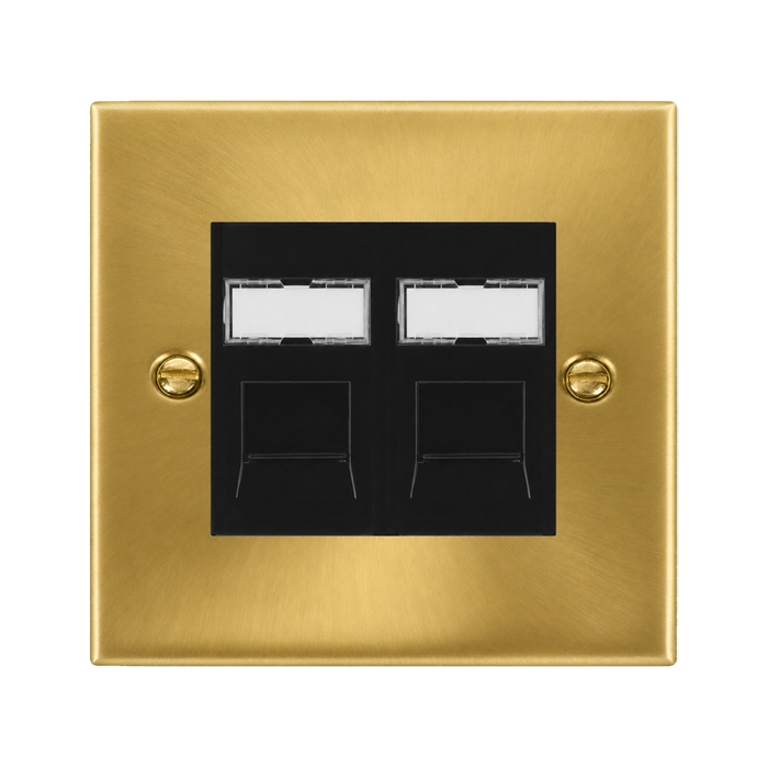 Click Deco Satin Brass Double Cat6 Data Socket VPSBRJ4562BK