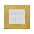 Click Deco Satin Brass Double Cat6 Data Socket VPSBRJ4562WH