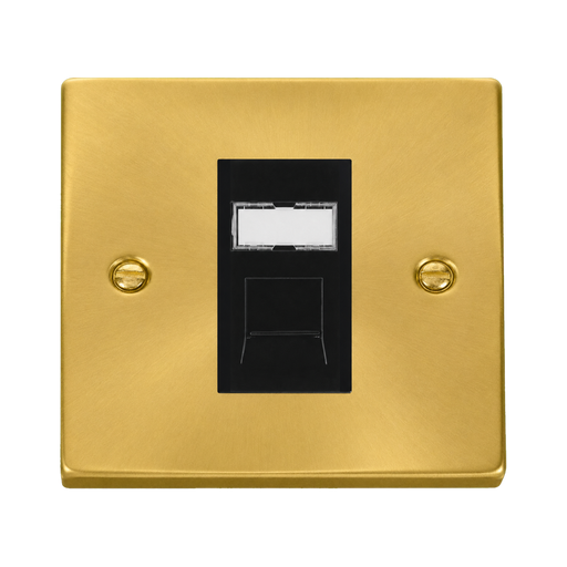 Front view of Click Deco Satin Brass Cat6 Data Socket
