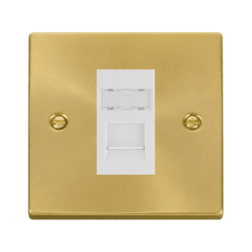 Front view of Click Deco Satin Brass Cat6 Data Socket