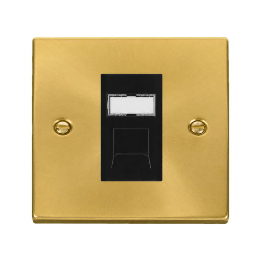 Front view of Click Deco Satin Brass Cat5e Data Socket