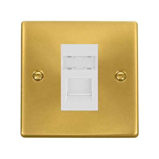 Front view of Click Deco Satin Brass Cat5e Data Socket