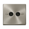 Click Deco Satin Chrome Double TV Socket VPSC066BK