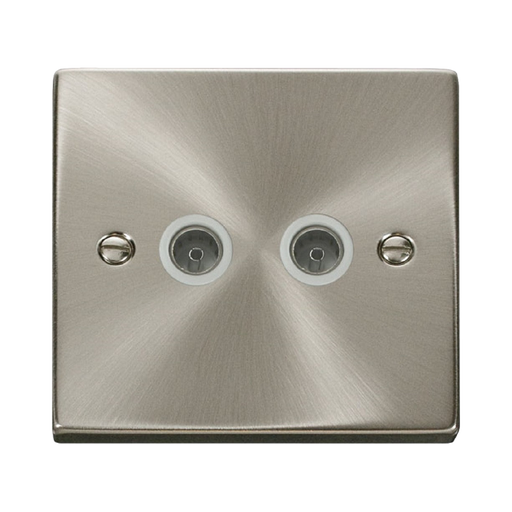 Click Deco Satin Chrome Double TV Socket VPSC066WH