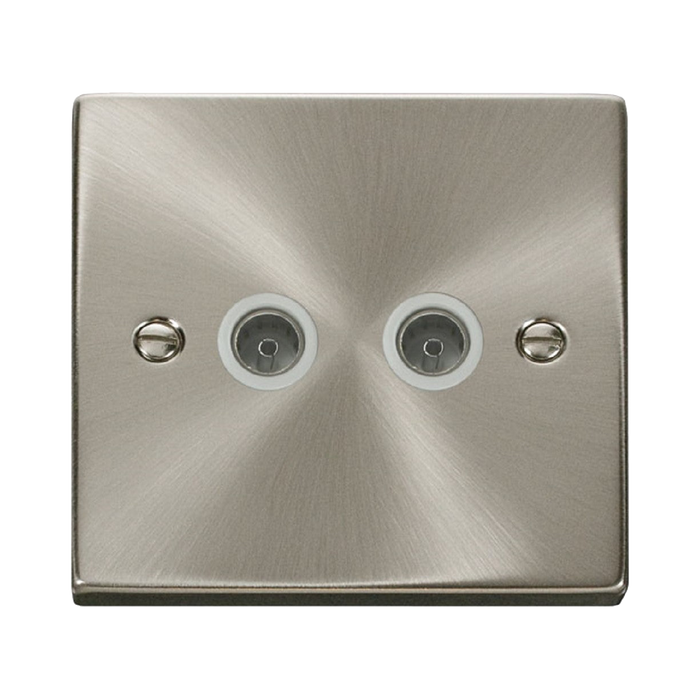 Click Deco Satin Chrome Double TV Socket VPSC066WH