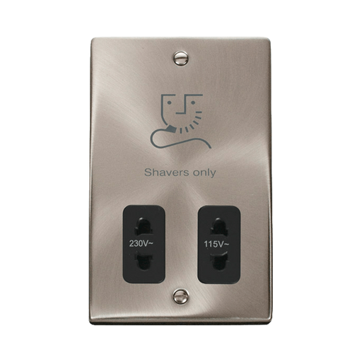 Front view of Click Deco Satin Chrome Shaver Socket