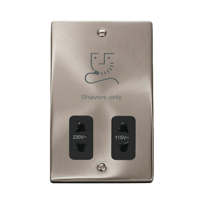 Front view of Click Deco Satin Chrome Shaver Socket