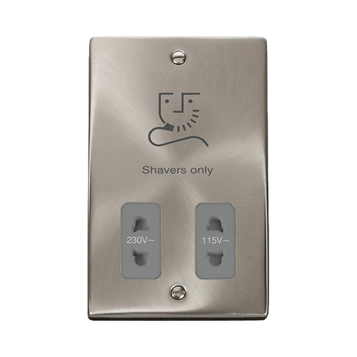 Front view of Click Deco Satin Chrome Shaver Socket