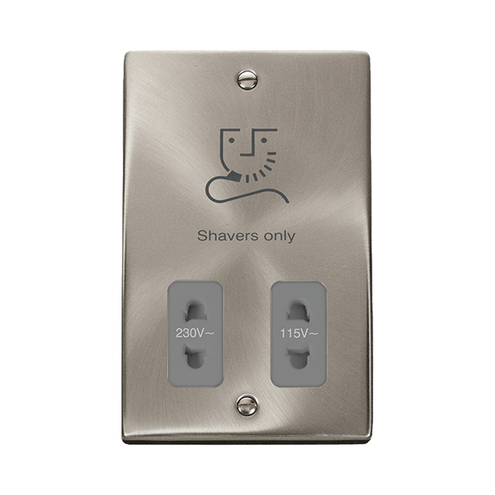 Front view of Click Deco Satin Chrome Shaver Socket