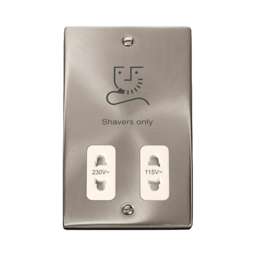 Front view of Click Deco Satin Chrome Shaver Socket