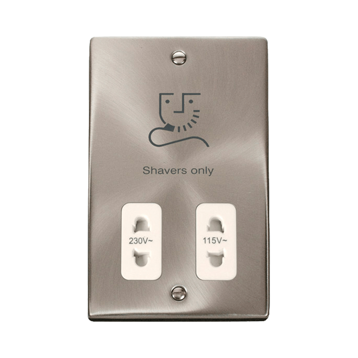 Front view of Click Deco Satin Chrome Shaver Socket