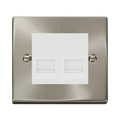 Click Deco Satin Chrome Double Master Telephone Socket VPSC121MWH