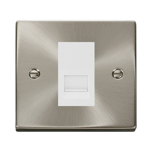 Click Deco Satin Chrome Slave Telephone Socket VPSC125MWH