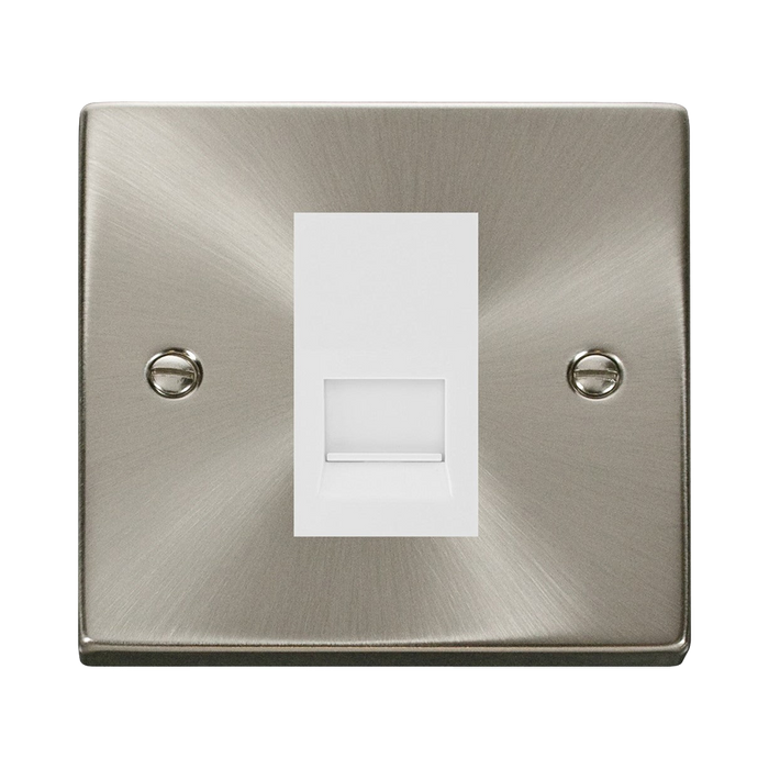Click Deco Satin Chrome Slave Telephone Socket VPSC125MWH
