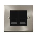 Click Deco Satin Chrome Double Slave Telephone Socket VPSC126MBK