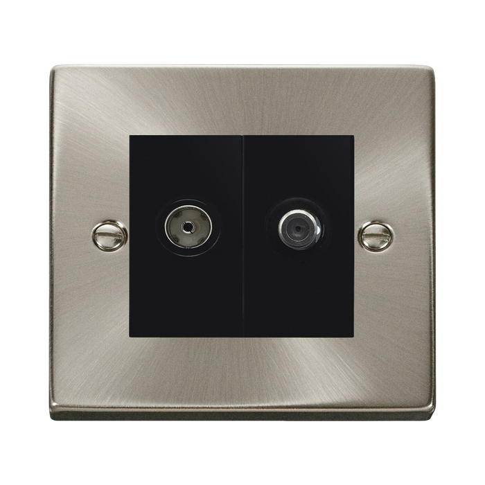 Click Deco Satin Chrome Isolated Coax & Satellite Socket VPSC157MBK