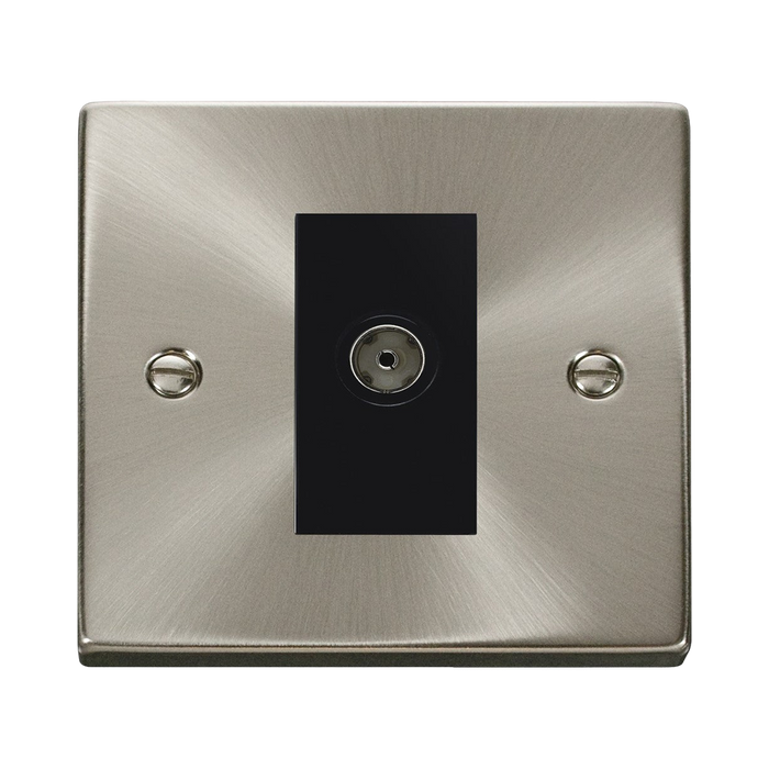 Click Deco Satin Chrome Isolated Coax Socket VPSC158MBK