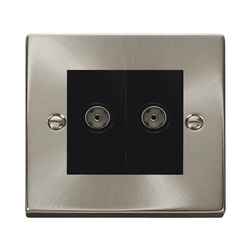 Click Deco Satin Chrome Double Isolated Coax Socket VPSC159MBK