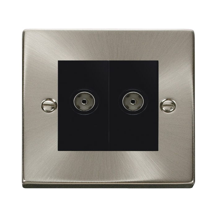 Click Deco Satin Chrome Double Isolated Coax Socket VPSC159MBK