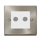 Click Deco Satin Chrome Double Isolated Coax Socket VPSC159MWH